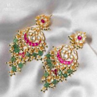 Raavi Shimmer-Pacchi Kundan Earrings